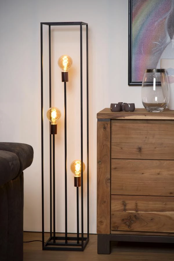 Lucide ARTHUR - Floor lamp - 3xE27 - Black - atmosphere 1